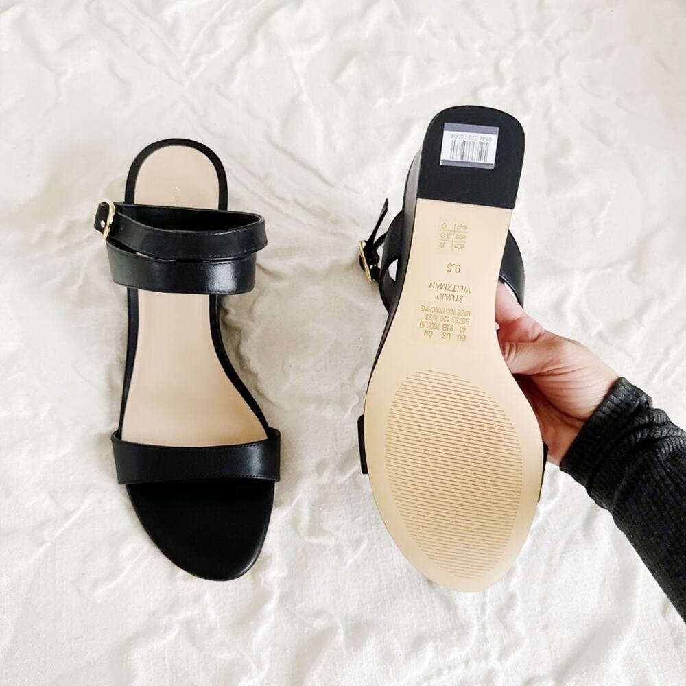 Stuart Weitzman Ava Ankle 75 wedge Sandal in Black Size 9.5 - Picture 7 of 7